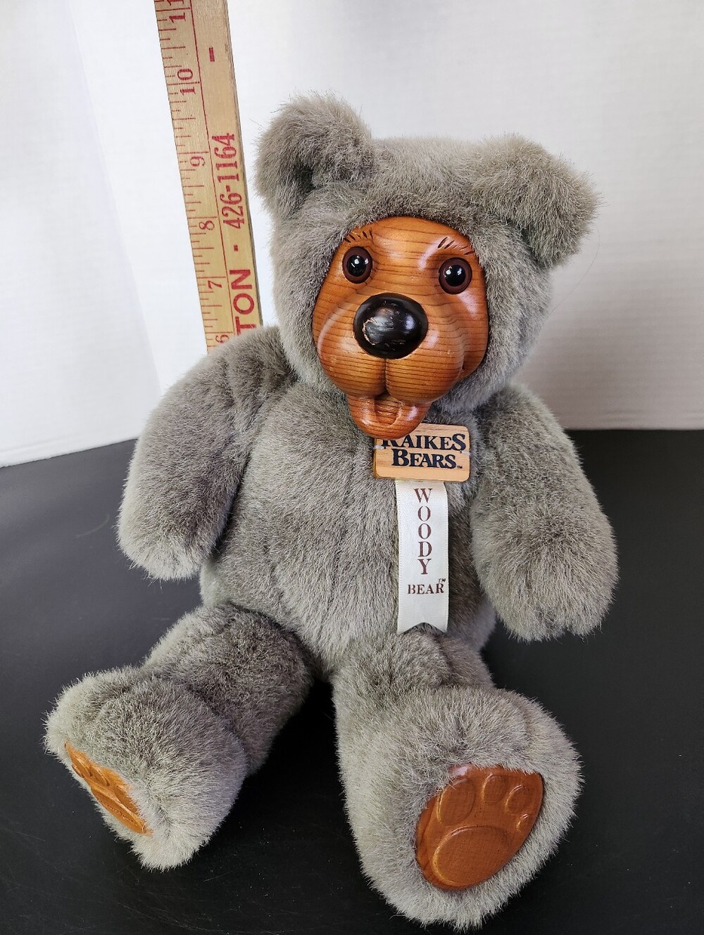 Vintage Robert Raikes Woody Teddy Bear Plush Wooden Face & Paws Applause - Picture 11 of 12